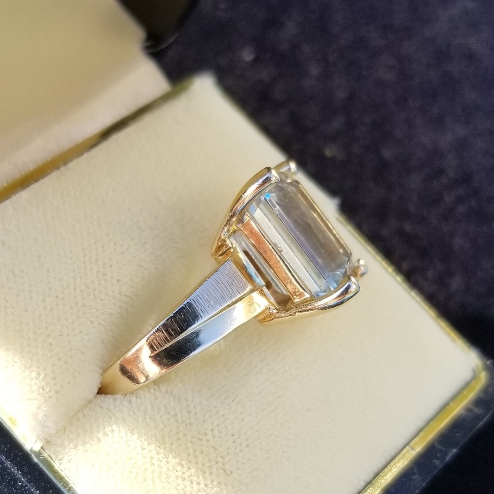 14k GOLD Large 5.5 ct Natural Aquamarine Ring 💎 - Picture 6 of 7